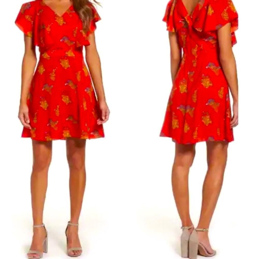 Chelsea 28 Ruffel fit and flare twist back dress
